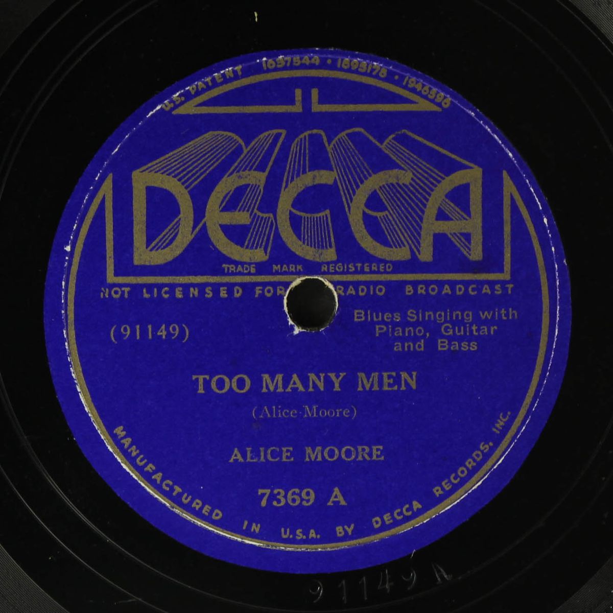 too many men / don't deny me baby by ALICE MOORE