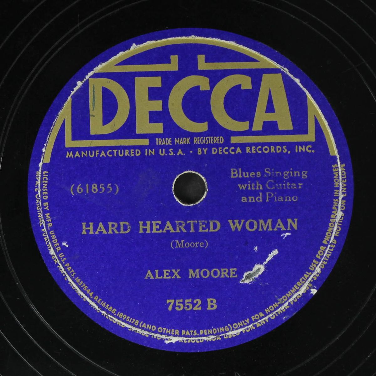 bull con blues / hard hearted woman by ALEX MOORE