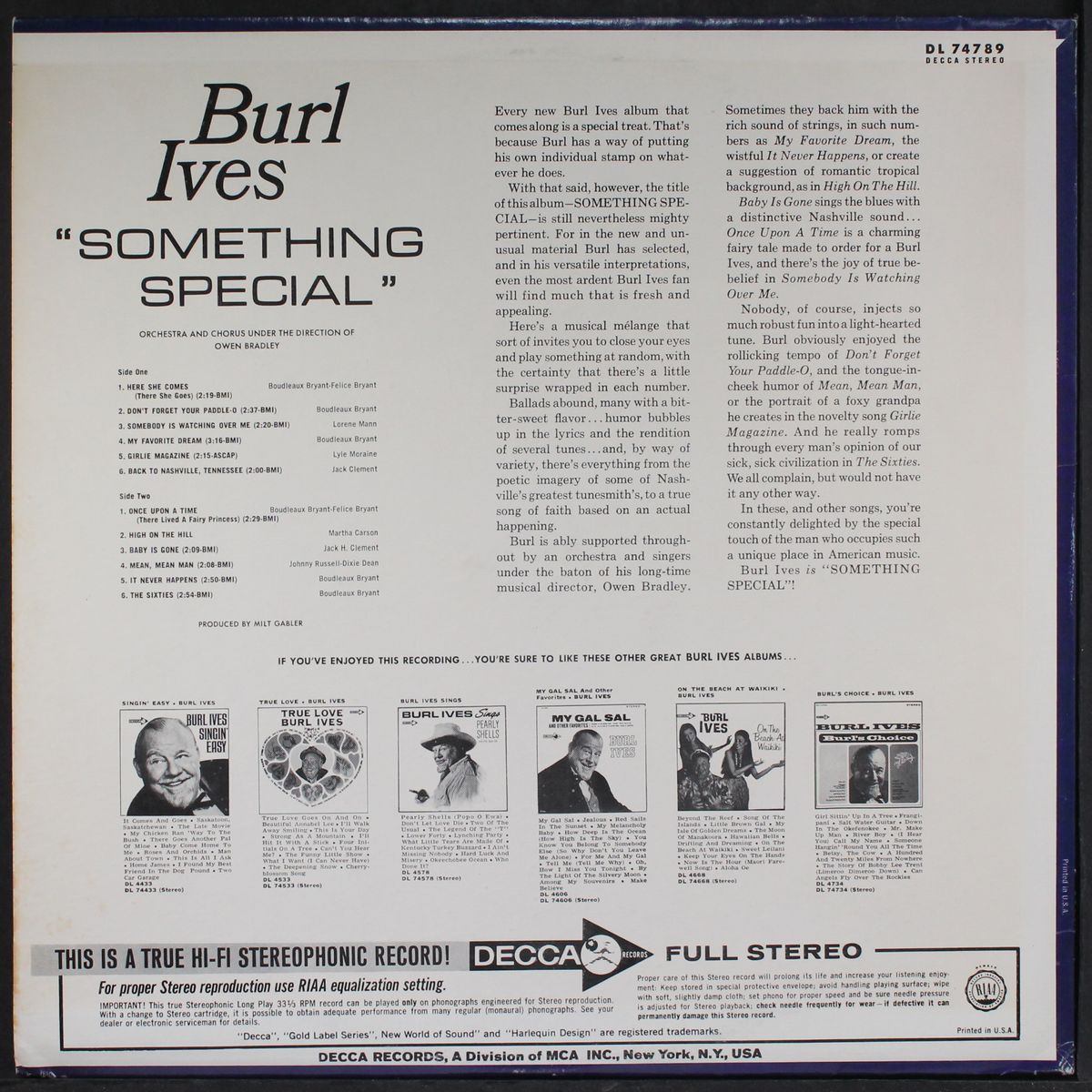 something special by BURL IVES