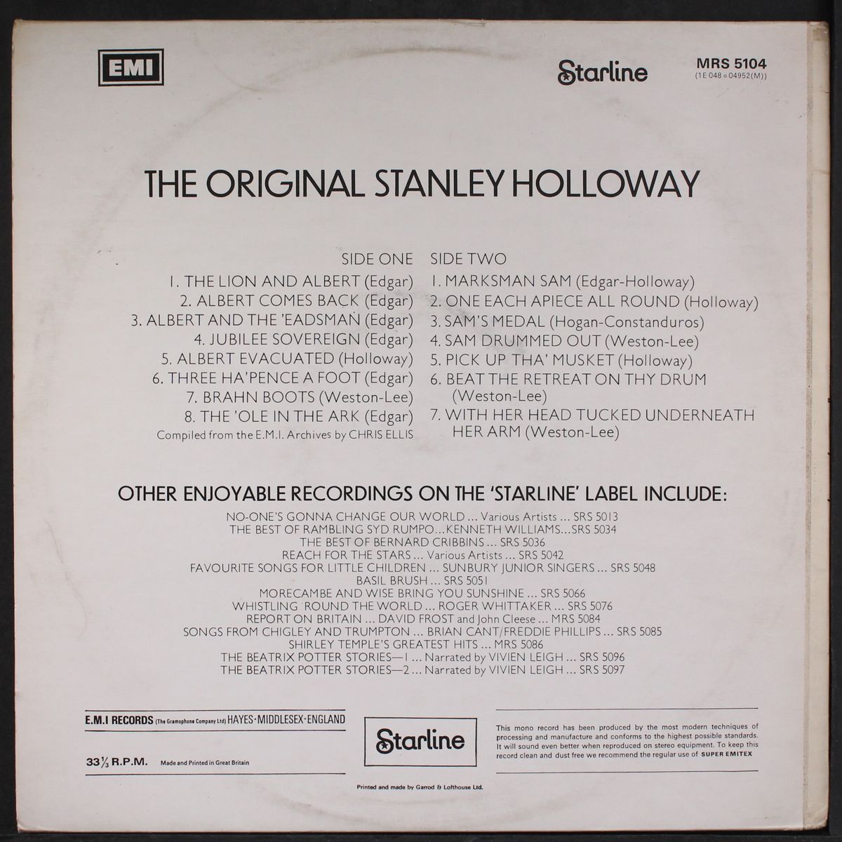 the original by STANLEY HOLLOWAY