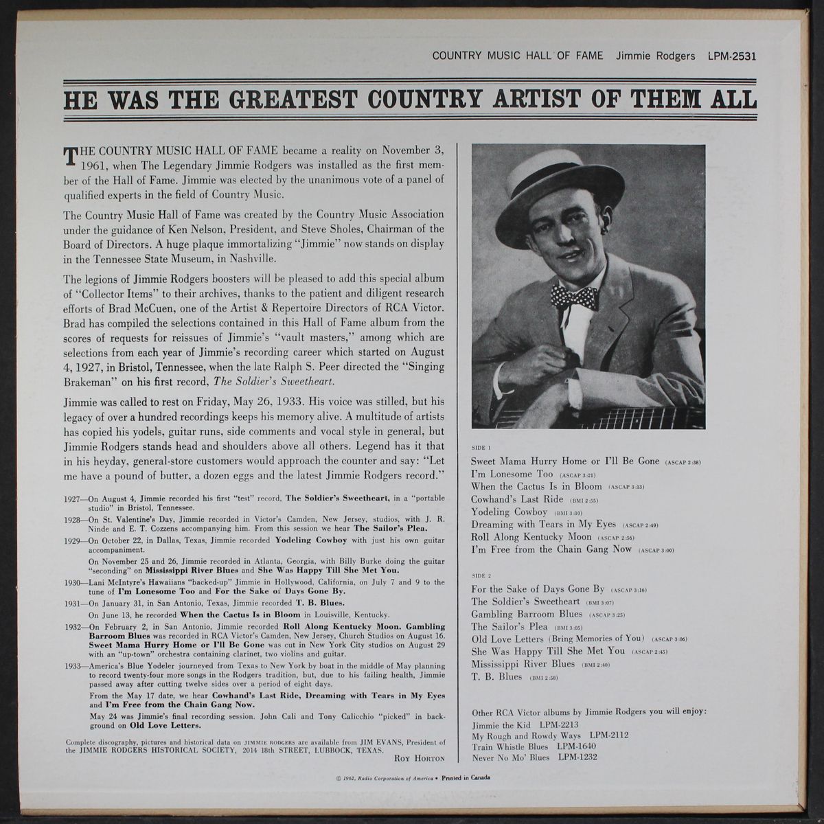 country music hall of fame by JIMMIE RODGERS