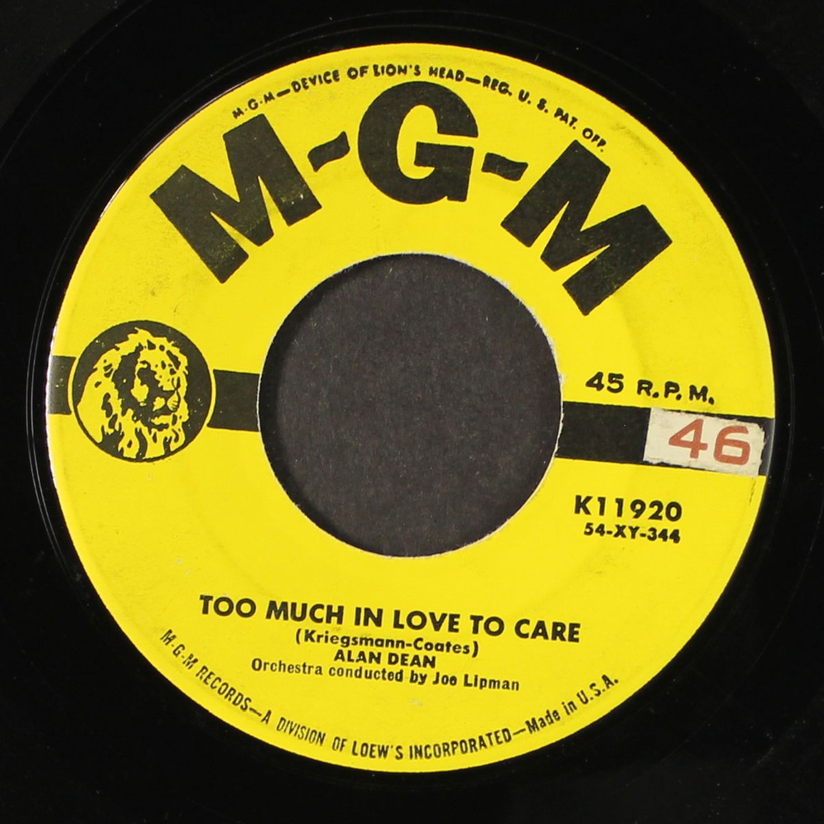 too much in love to care / the ladder of love by ALAN DEAN