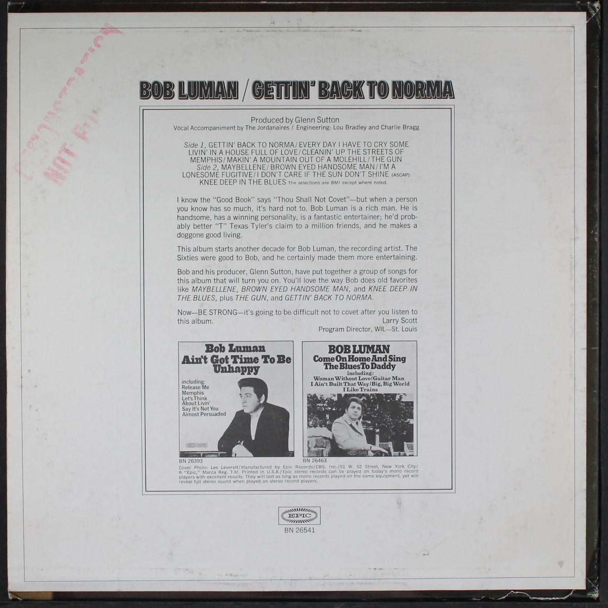 getting' back to norma by BOB LUMAN