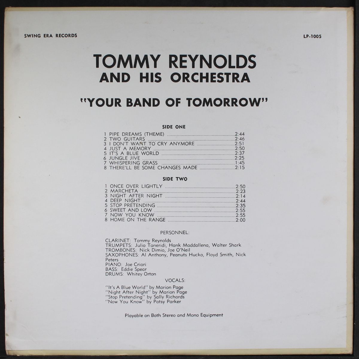 your band of tomorrow by TOMMY REYNOLDS
