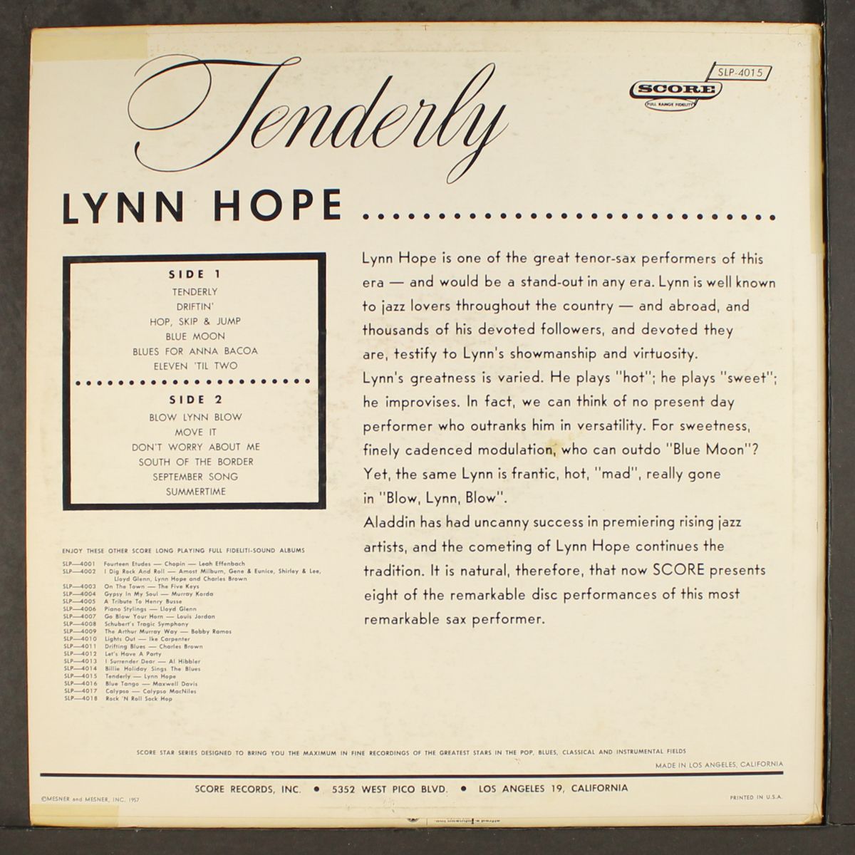 tenderly by LYNN HOPE