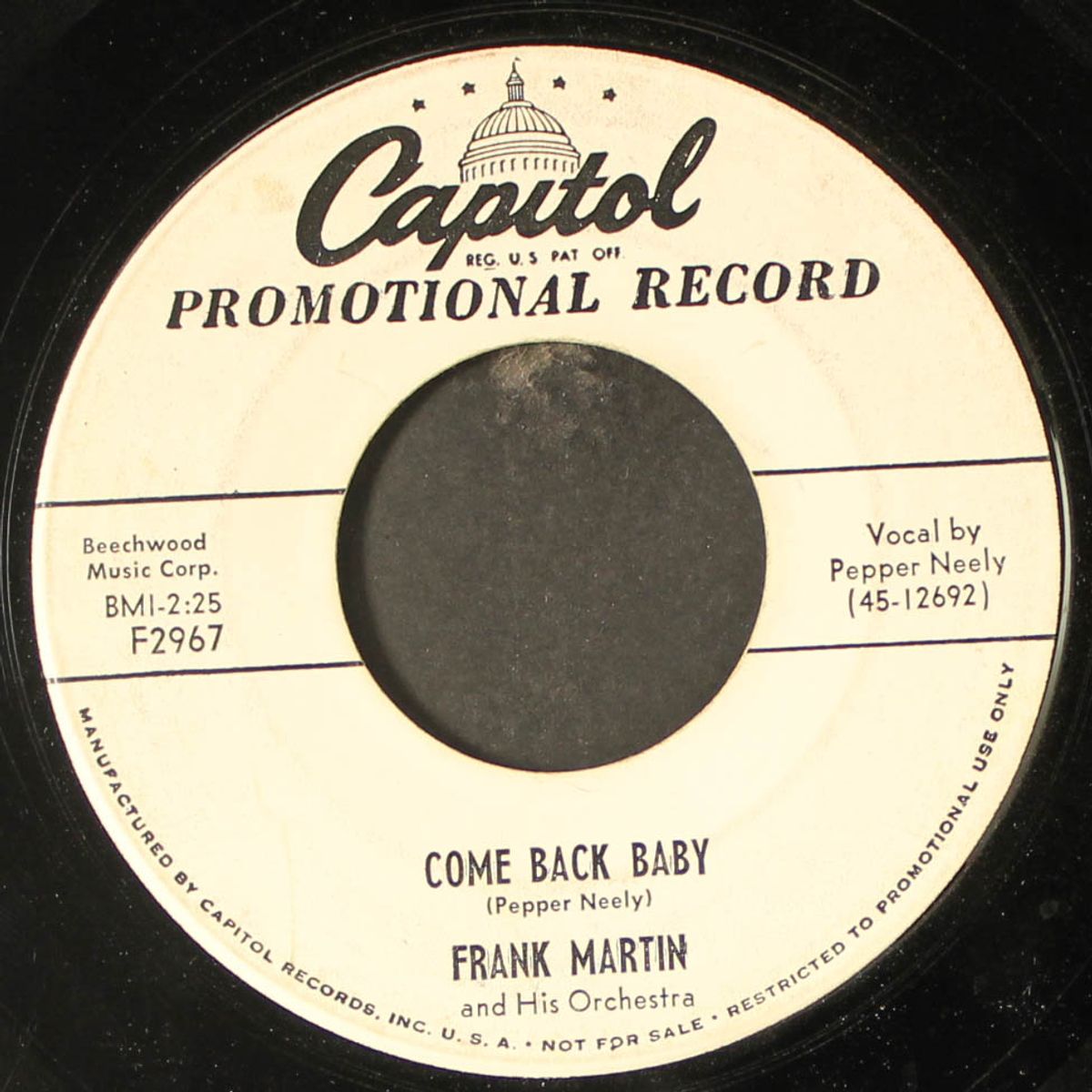 come back baby / blues for baby by FRANK MARTIN & PEPPER NEELY