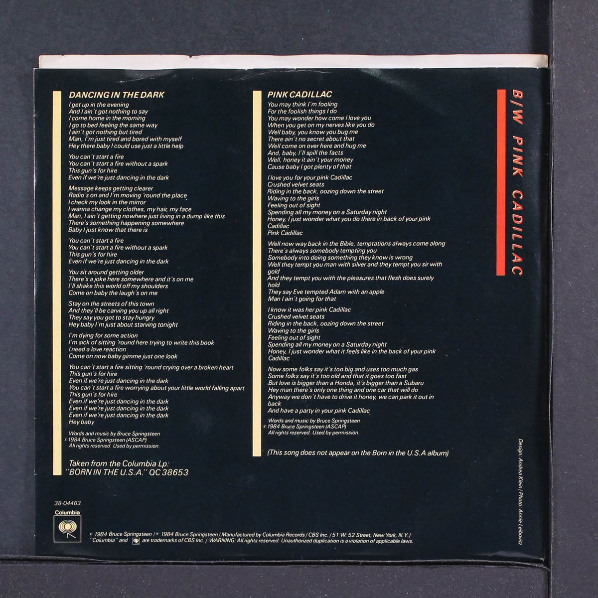 dancing in the dark / pink cadillac by BRUCE SPRINGSTEEN