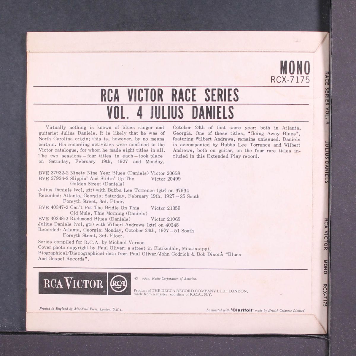 rca victor race series, vol. 4 by JULIUS DANIELS