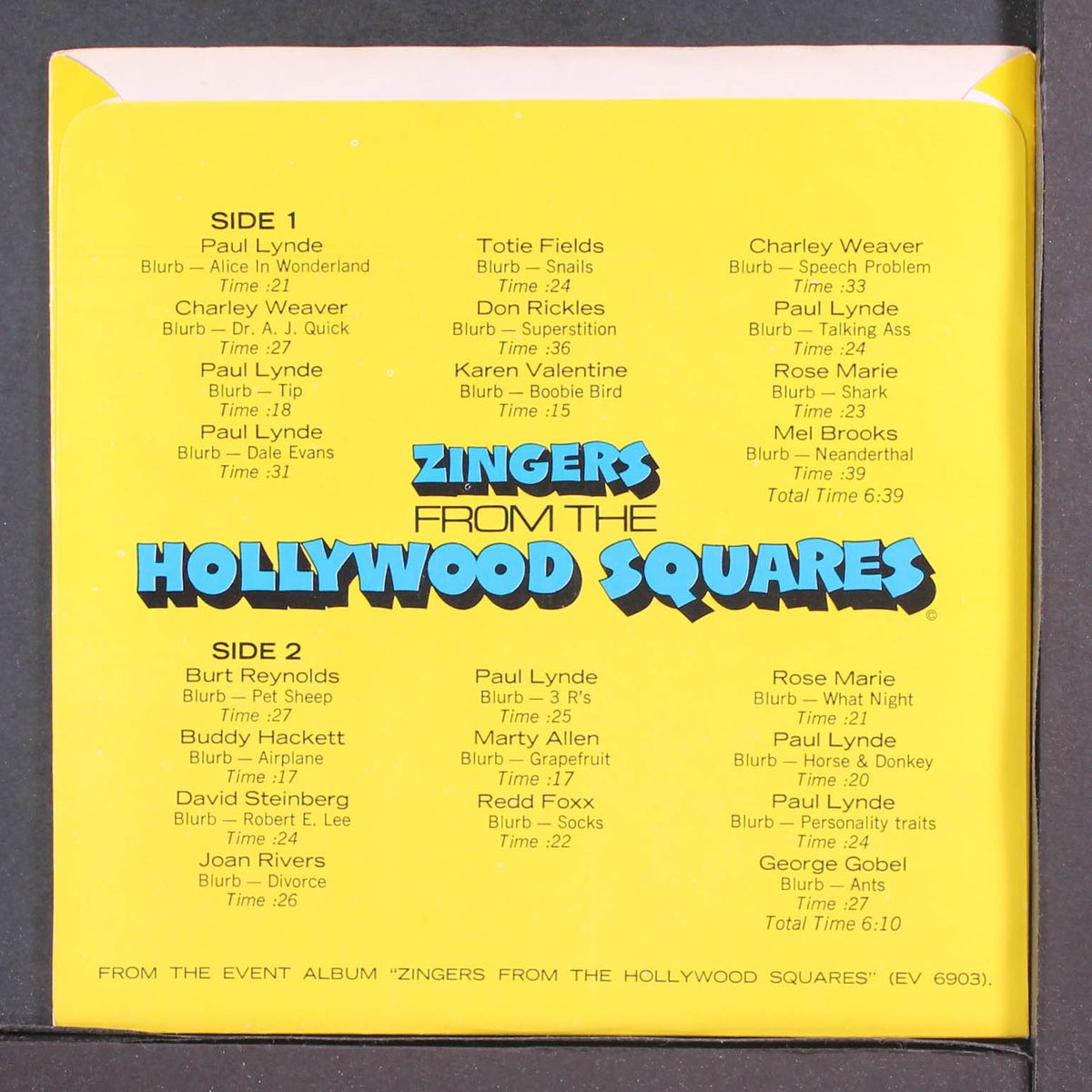 zingers from by HOLLYWOOD SQUARES