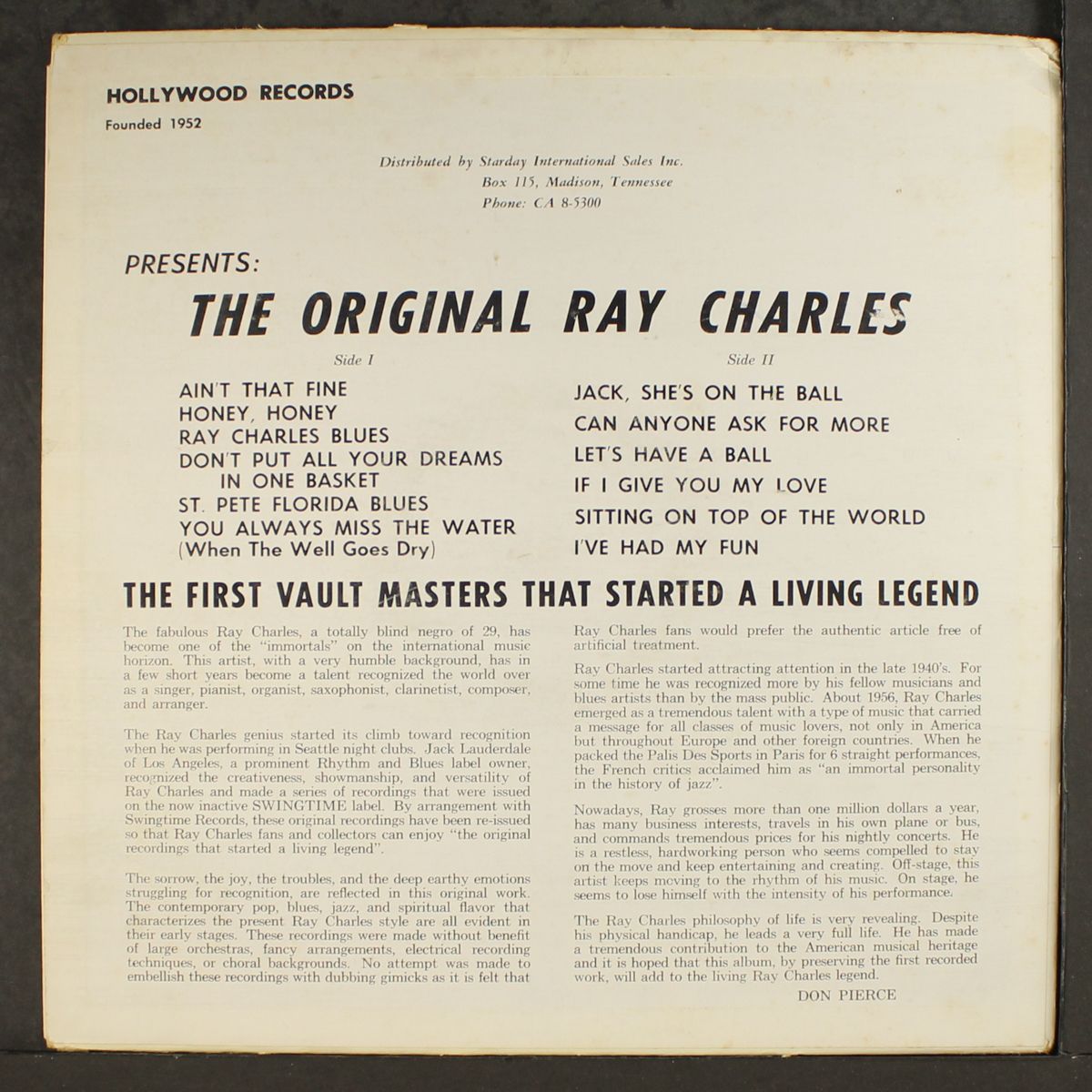 the original by RAY CHARLES