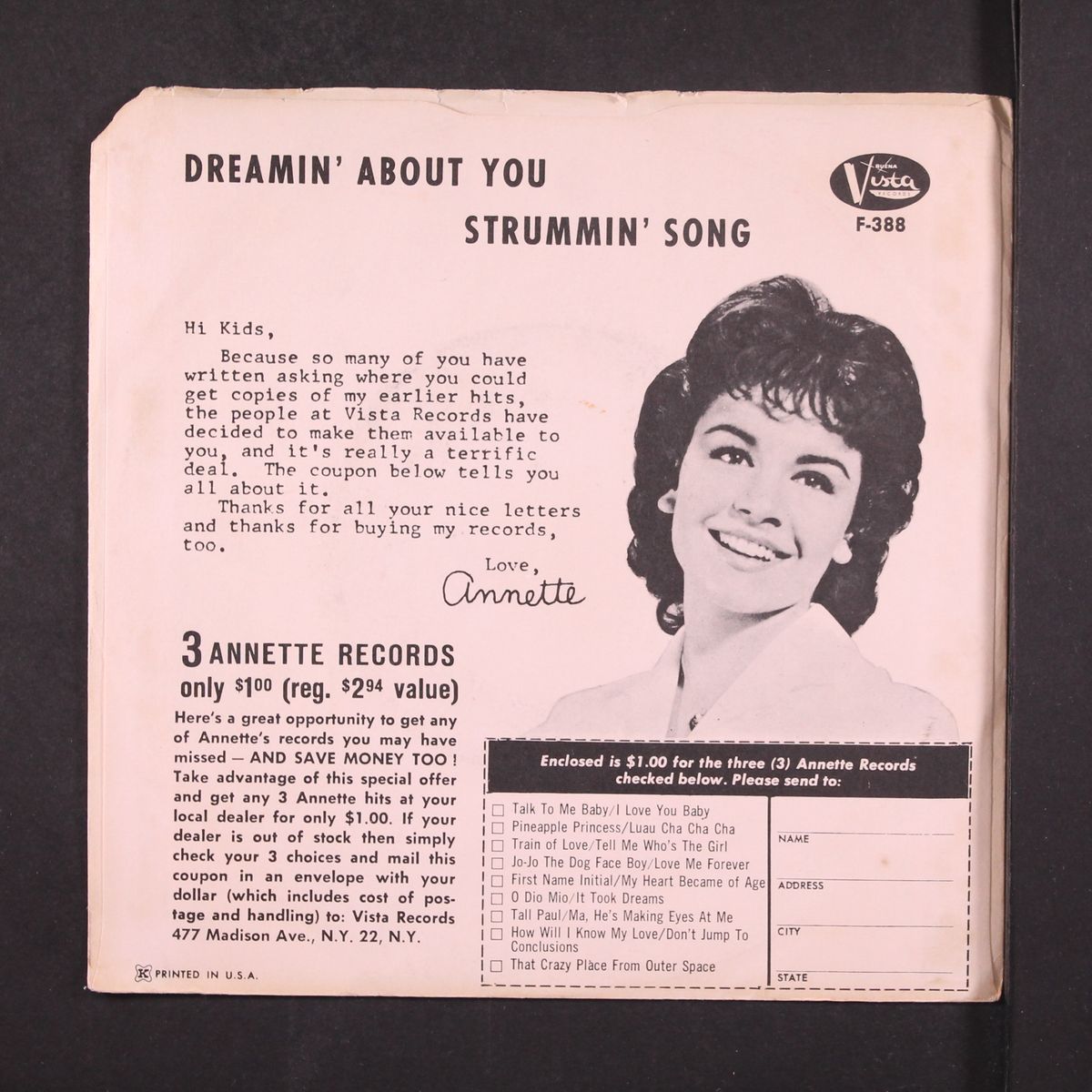 dreamin' about you / strummin' song by ANNETTE
