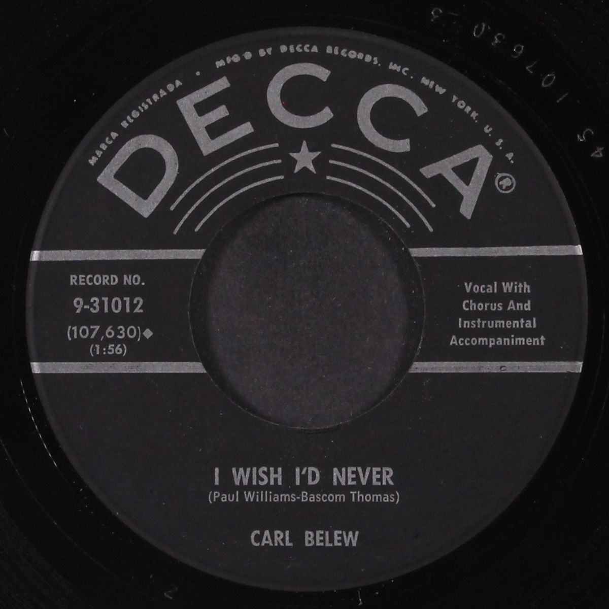 i wish i'd never by CARL BELEW