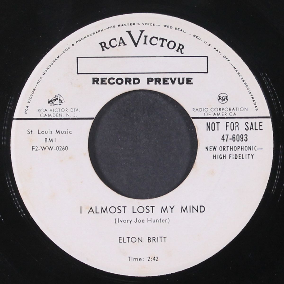 i almost lost my mind / absent minded heart by ELTON BRITT