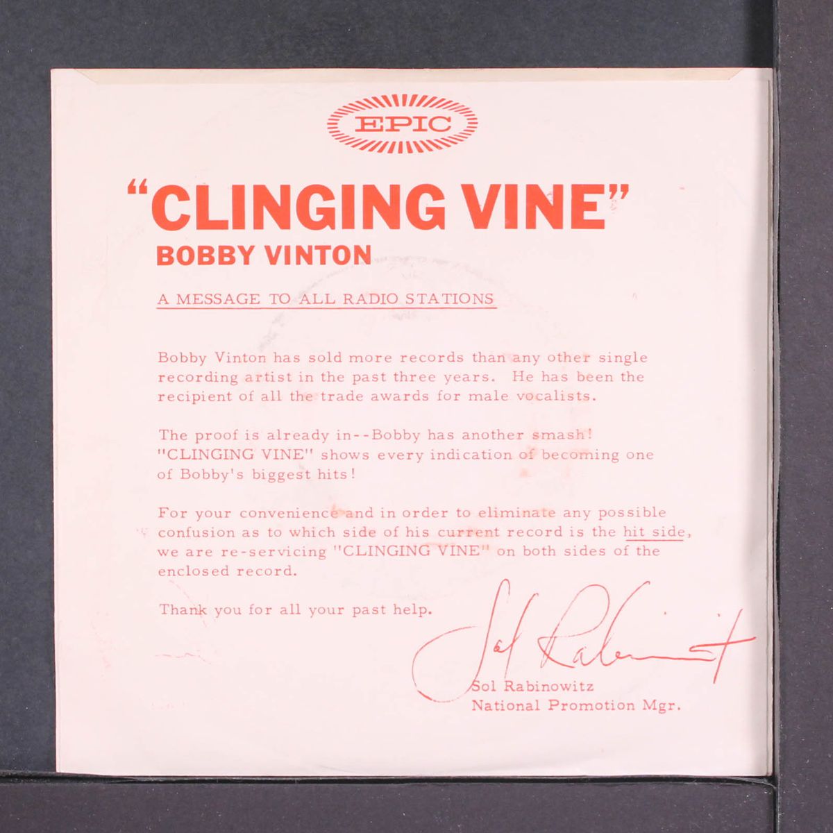 clinging vine by BOBBY VINTON