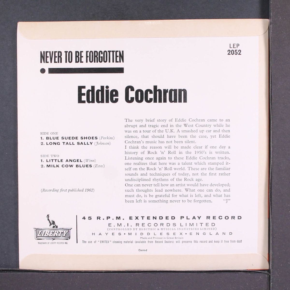 never be forgotten by EDDIE COCHRAN