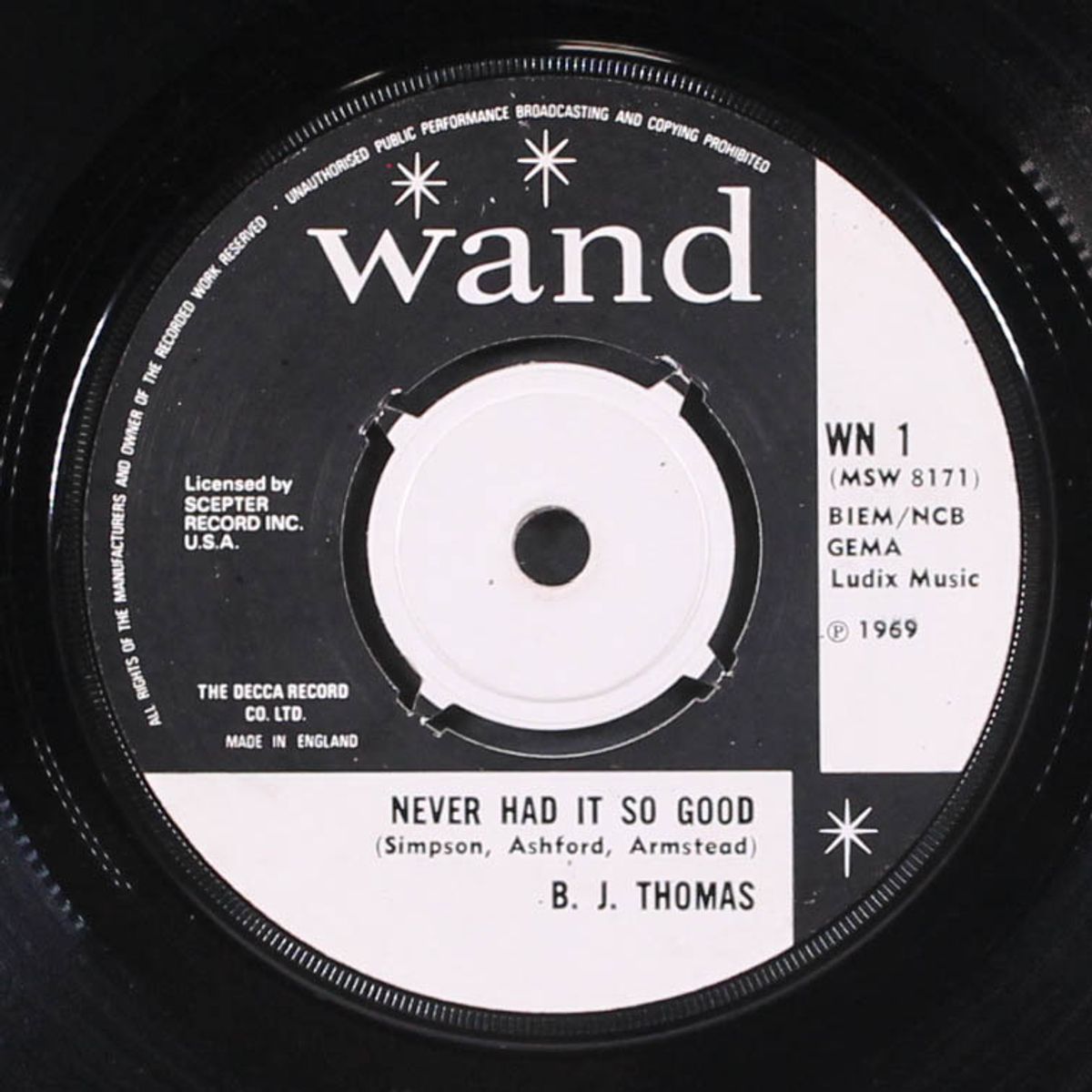 raindrops keep fallin' on my head / never had it so good by B.J. THOMAS