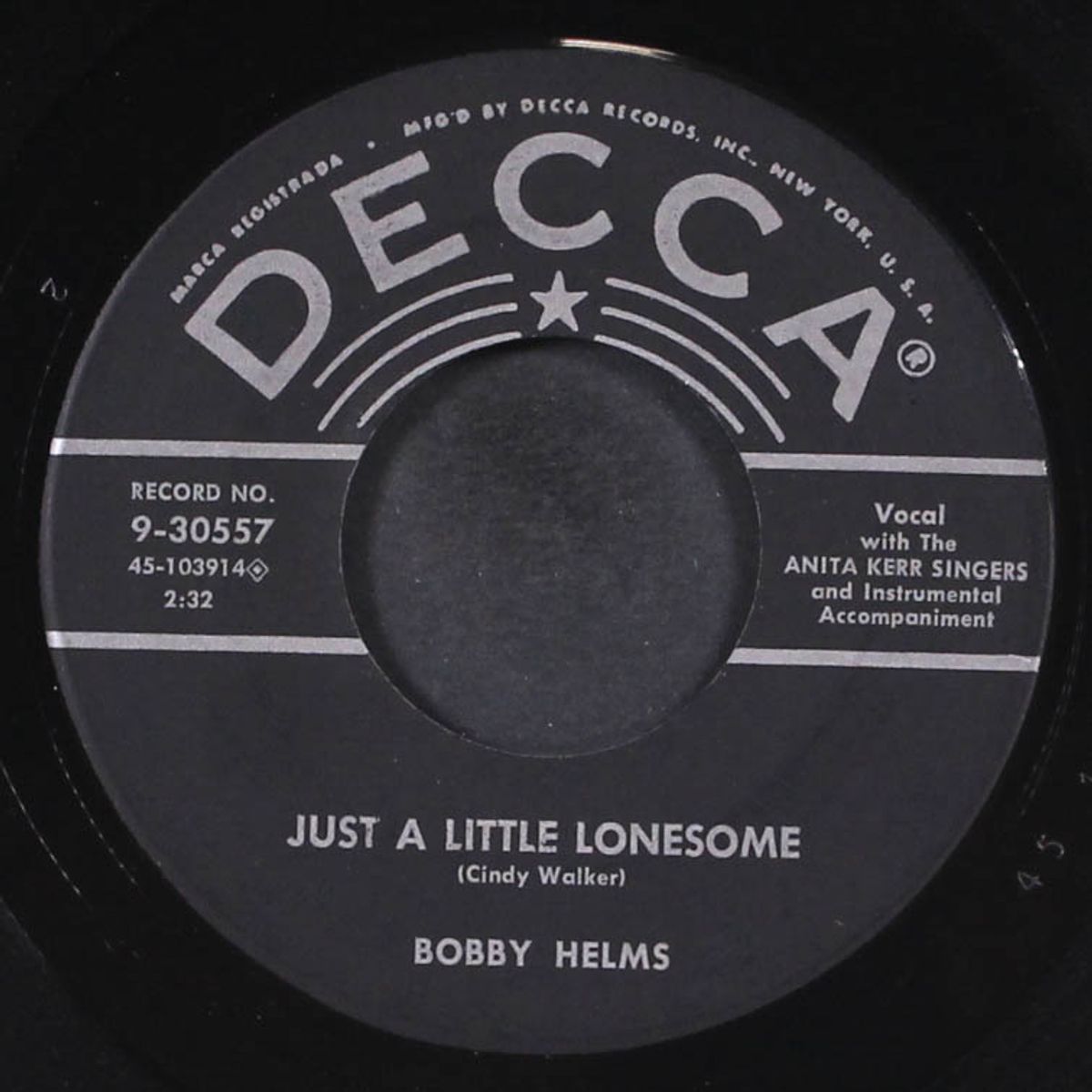 just a little lonesome by BOBBY HELMS