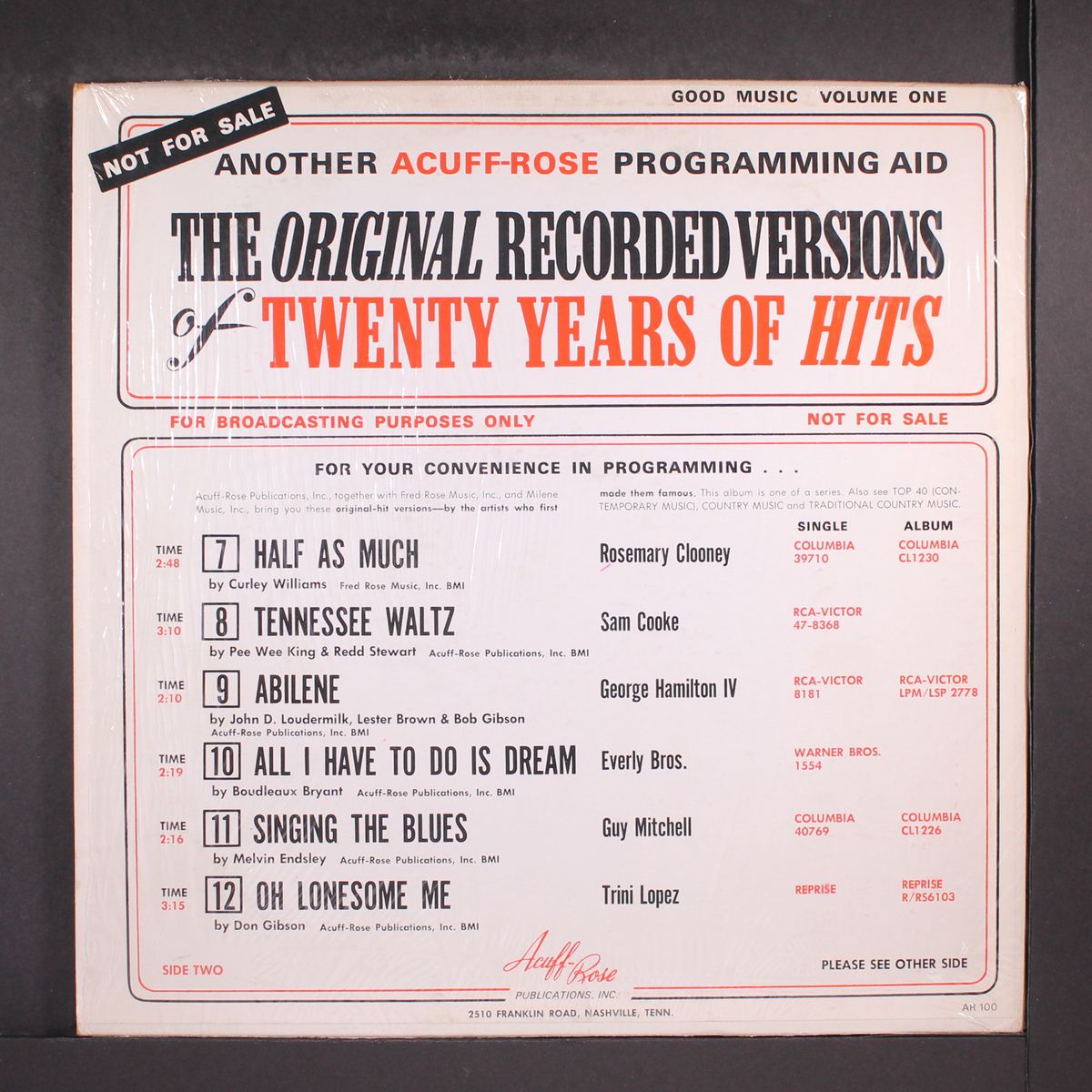 the original recorded versions of twenty years of hits by VARIOUS