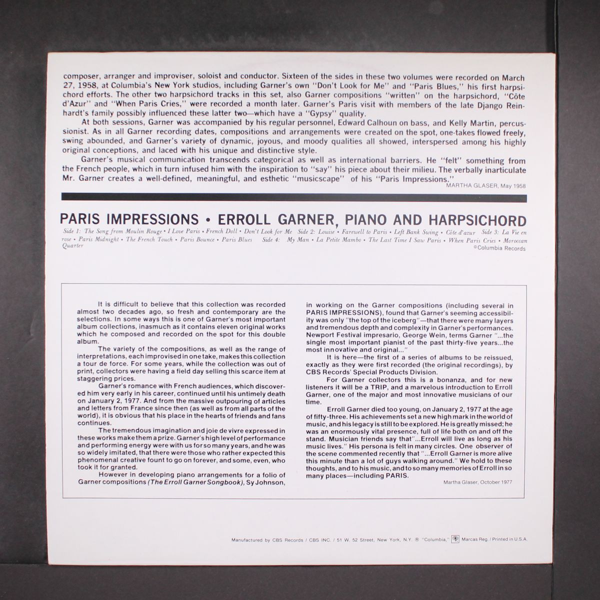 paris impressions by ERROLL GARNER