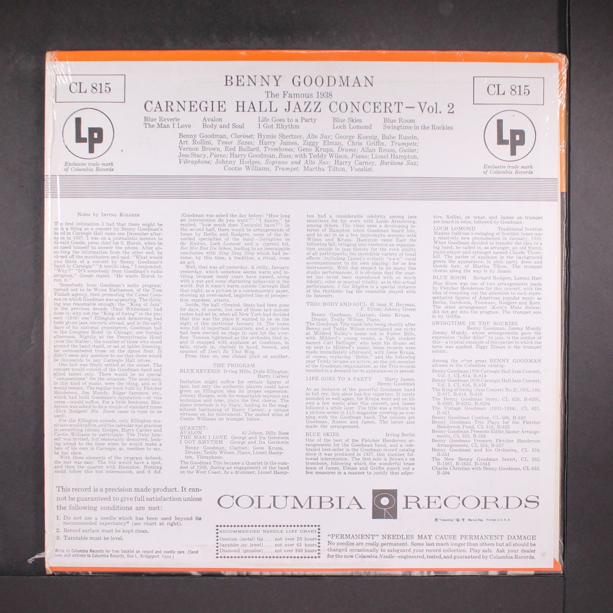carnegie hall jazz concert, vol.2 by BENNY GOODMAN