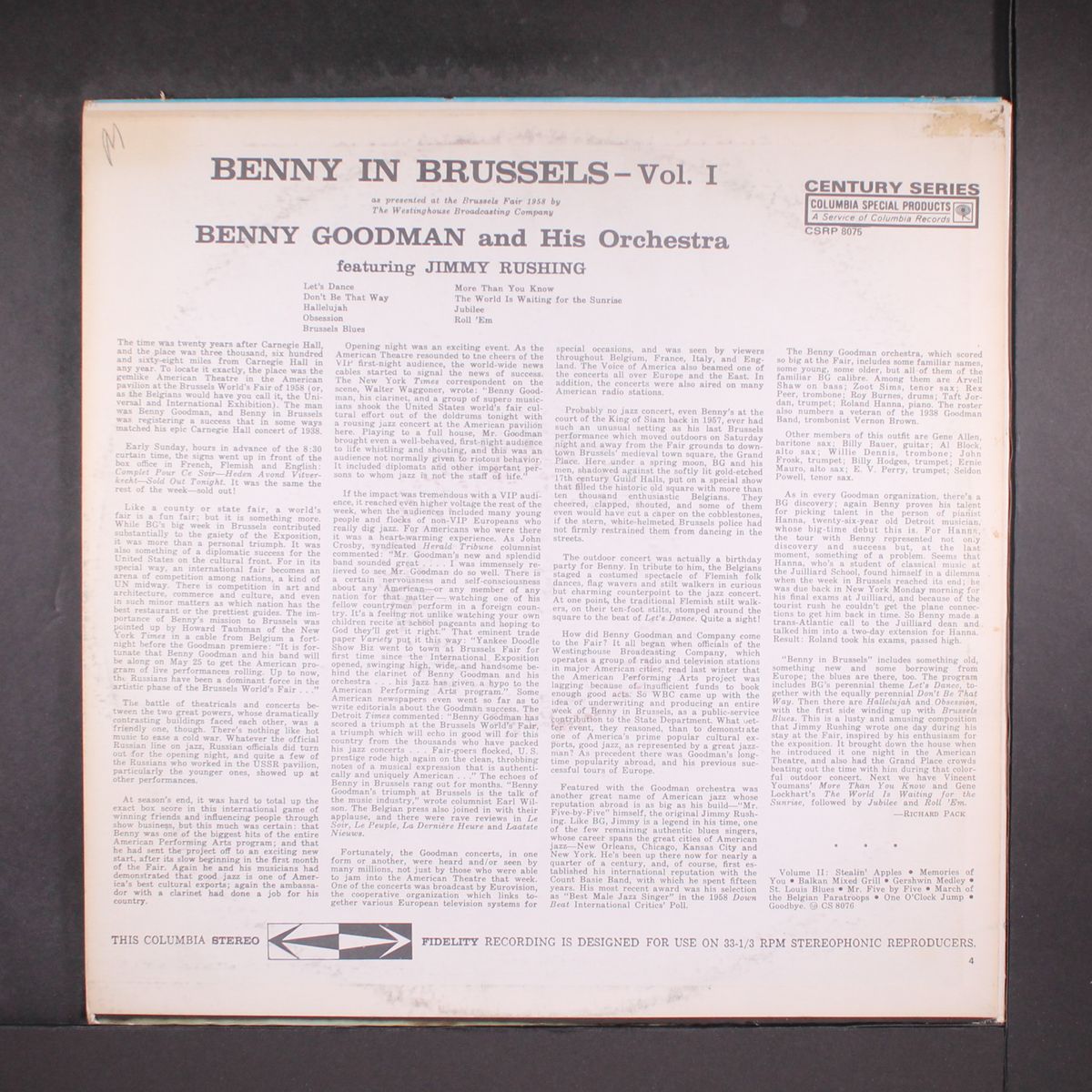 benny in brussels, vol. 1 by BENNY GOODMAN