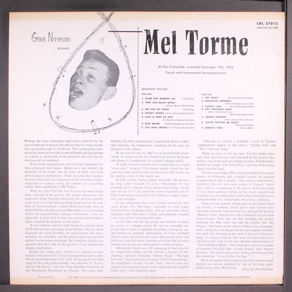mel torme actually recorded at the crescendo by MEL TORME
