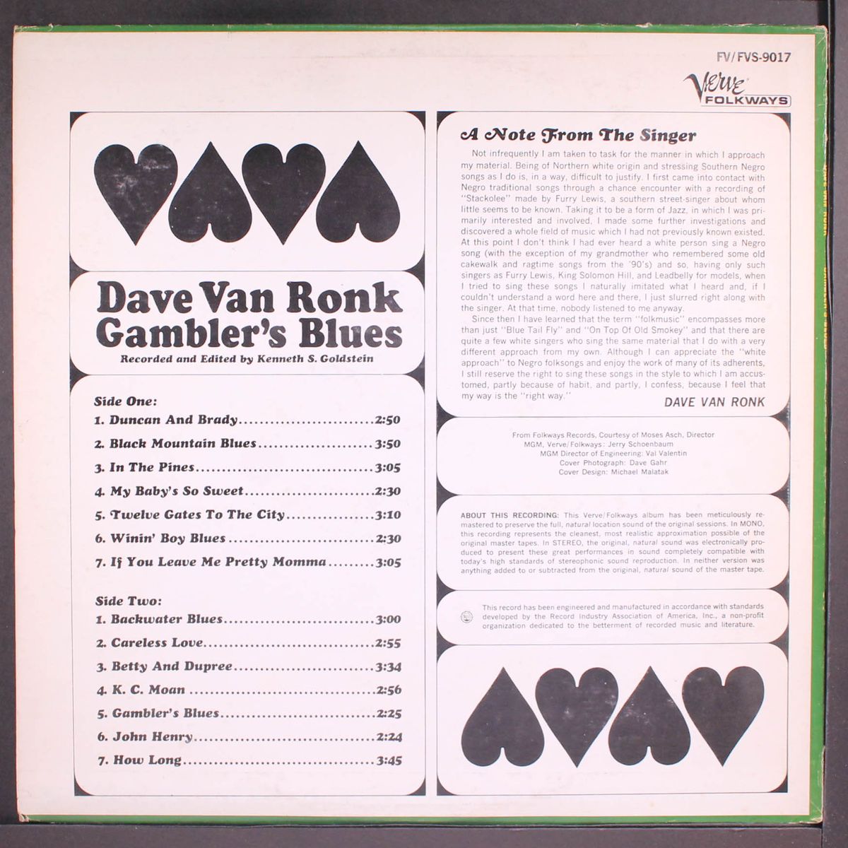 gambler's blues by DAVE VAN RONK