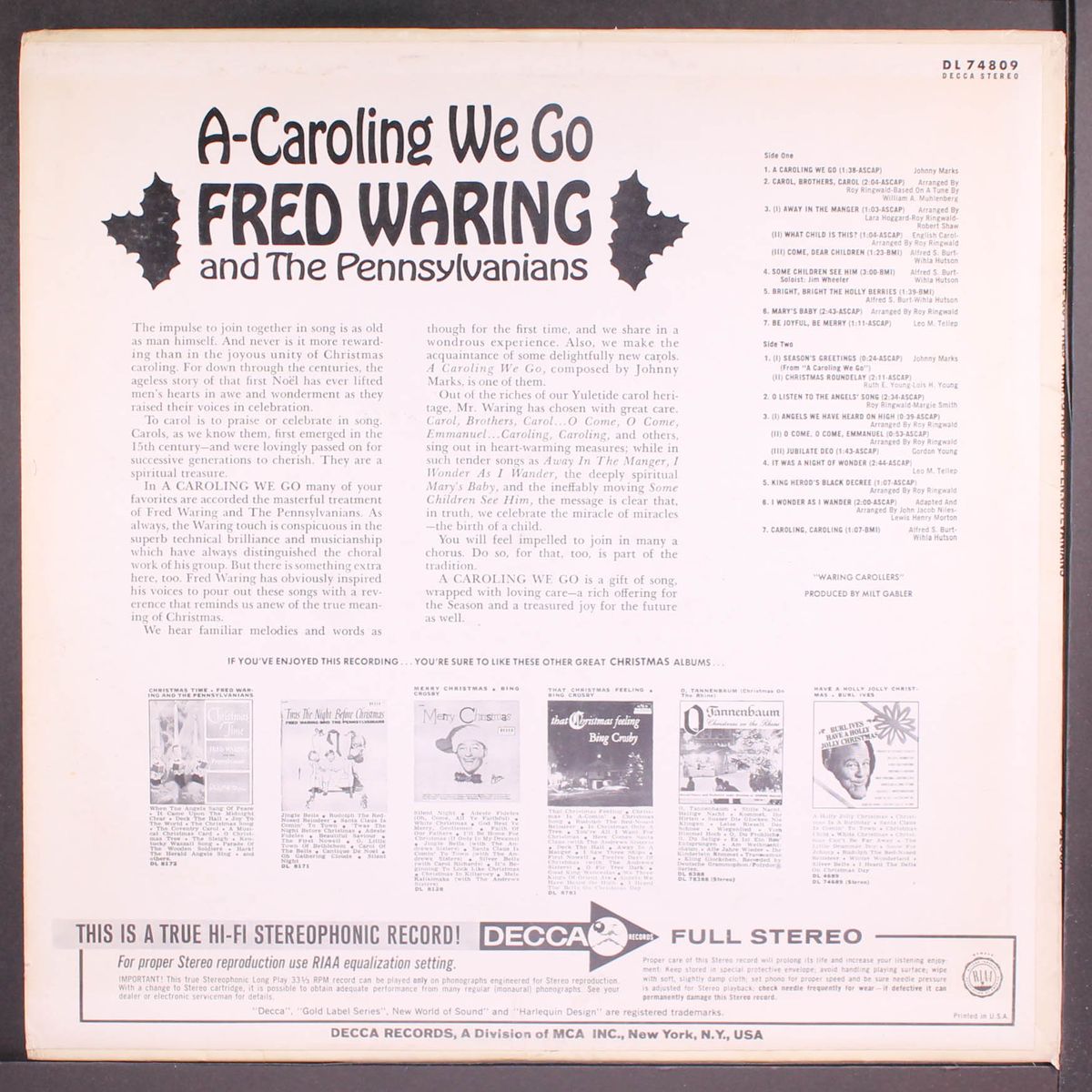 a caroling we go by FRED WARING