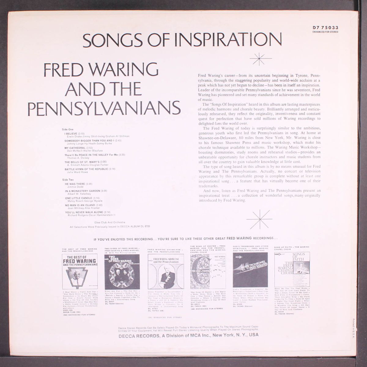 songs of inspiration by FRED WARING & PENNSYLVANIANS