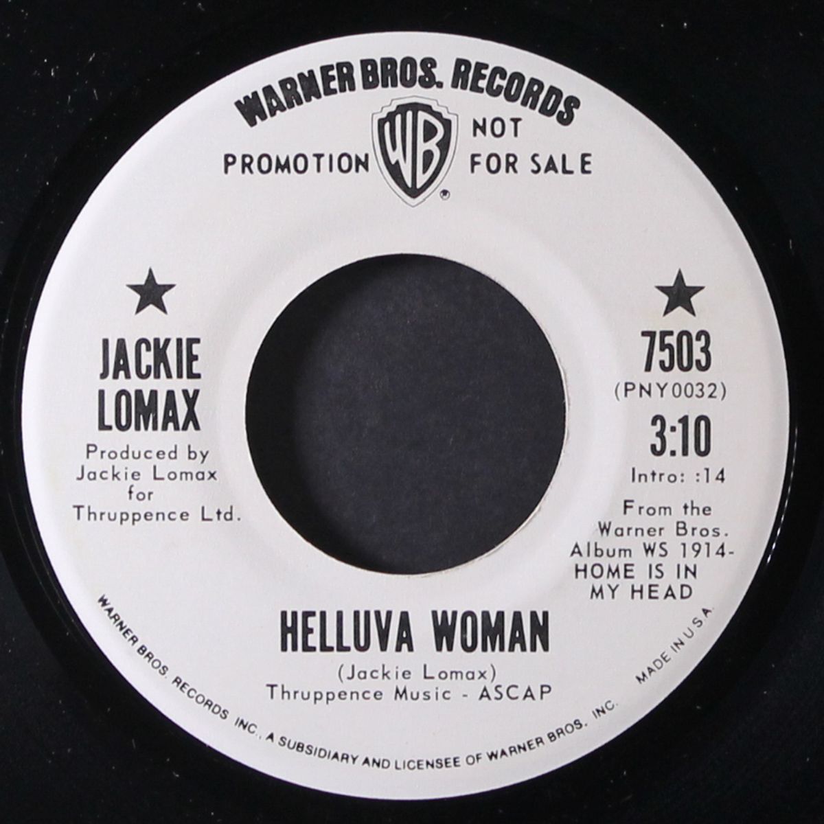 helluva woman / higher ground by JACKIE LOMAX