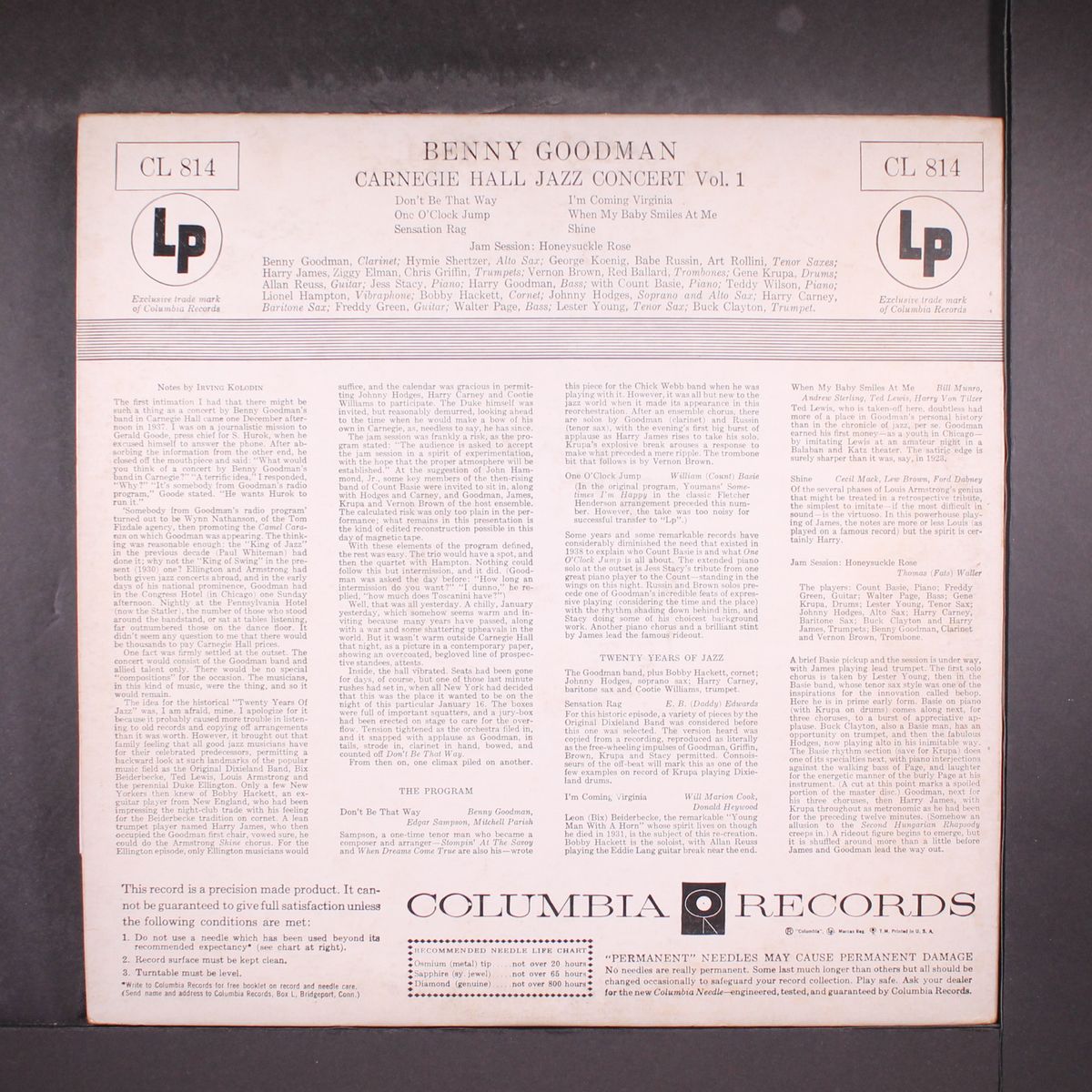 carnegie hall jazz concert, vol. 1 by BENNY GOODMAN