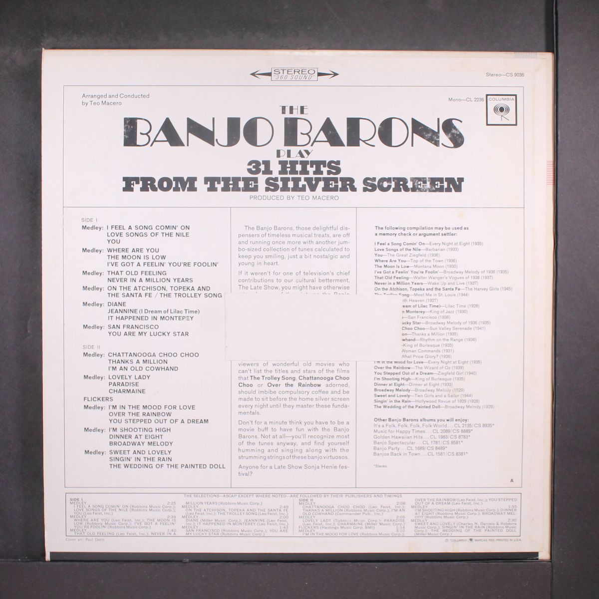play 31 hits from the silver screen by BANJO BARONS