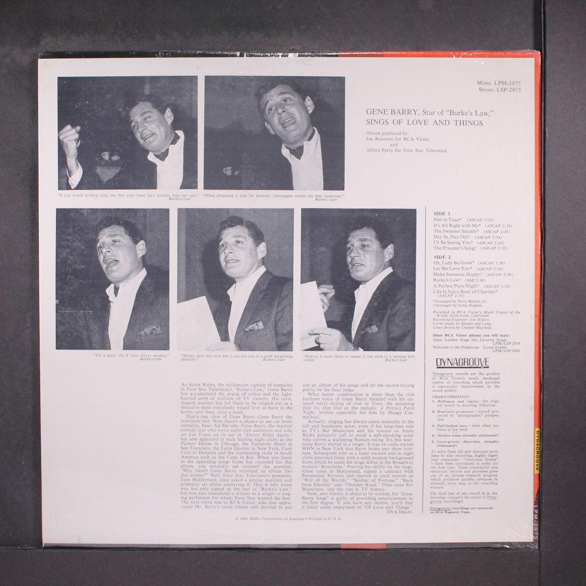 sings of love and things by GENE BARRY