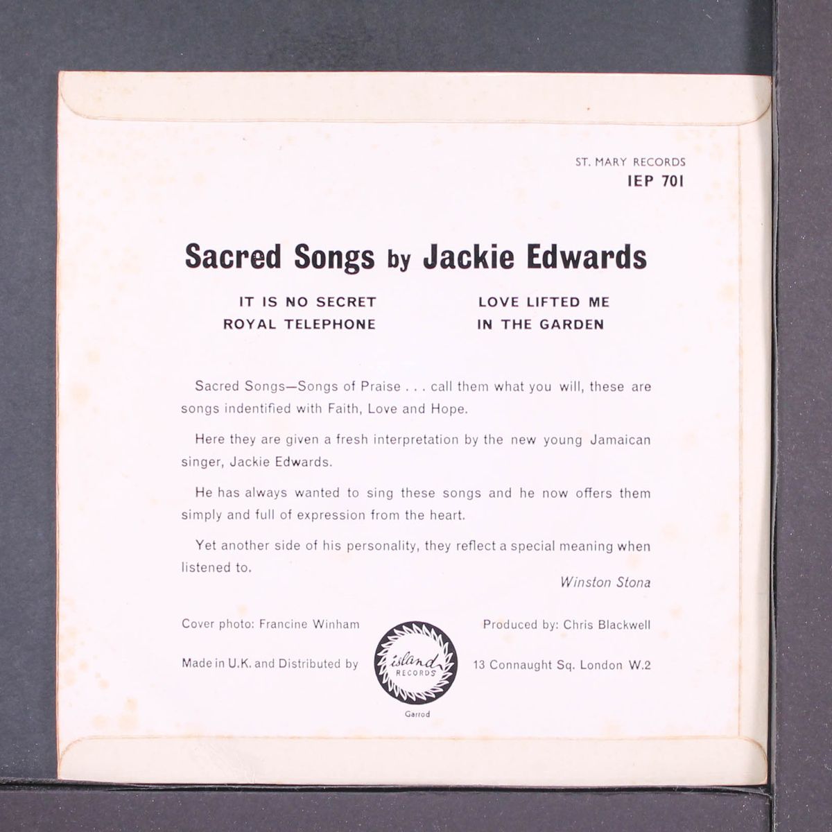 sacred songs by JACKIE EDWARDS