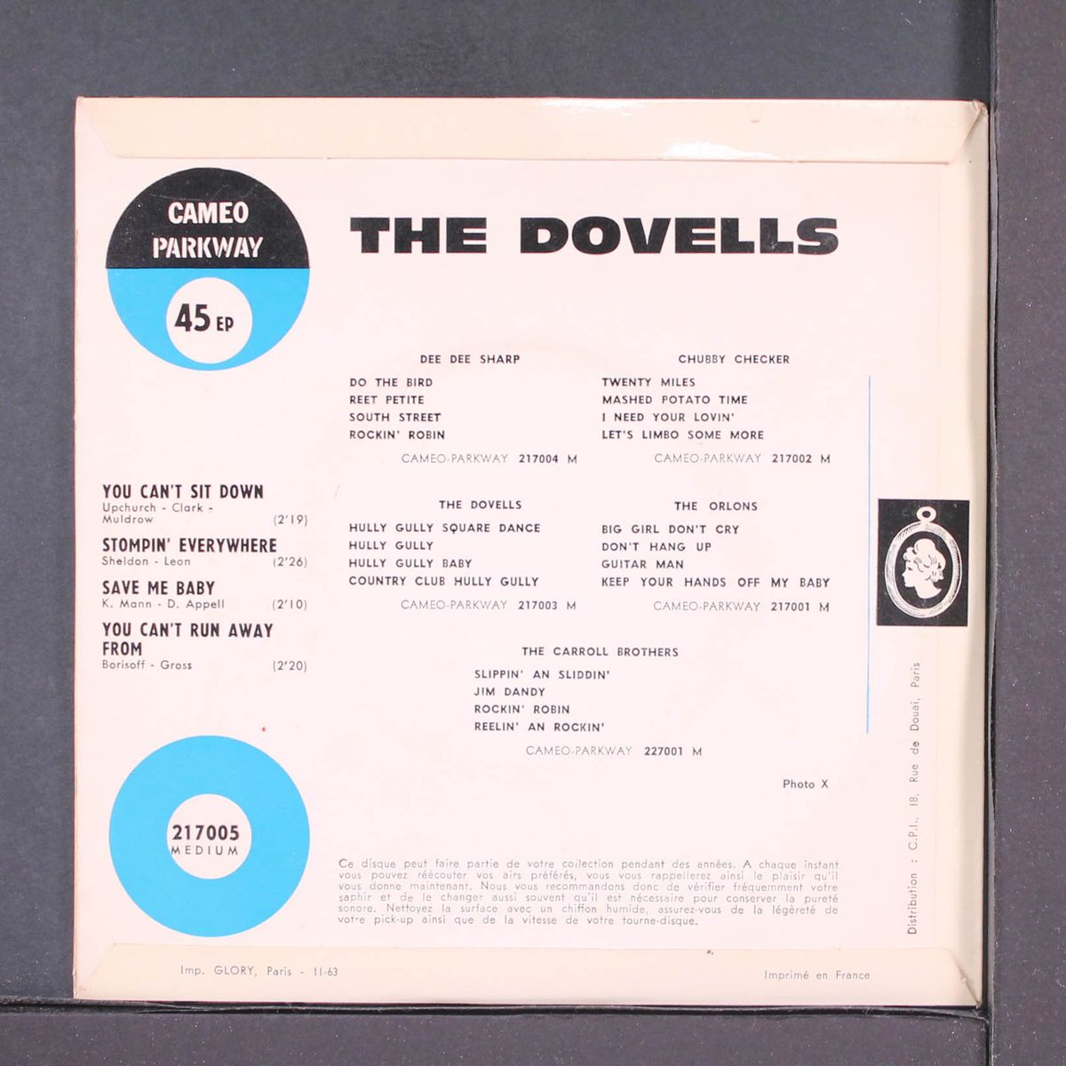 you can't sit down by DOVELLS