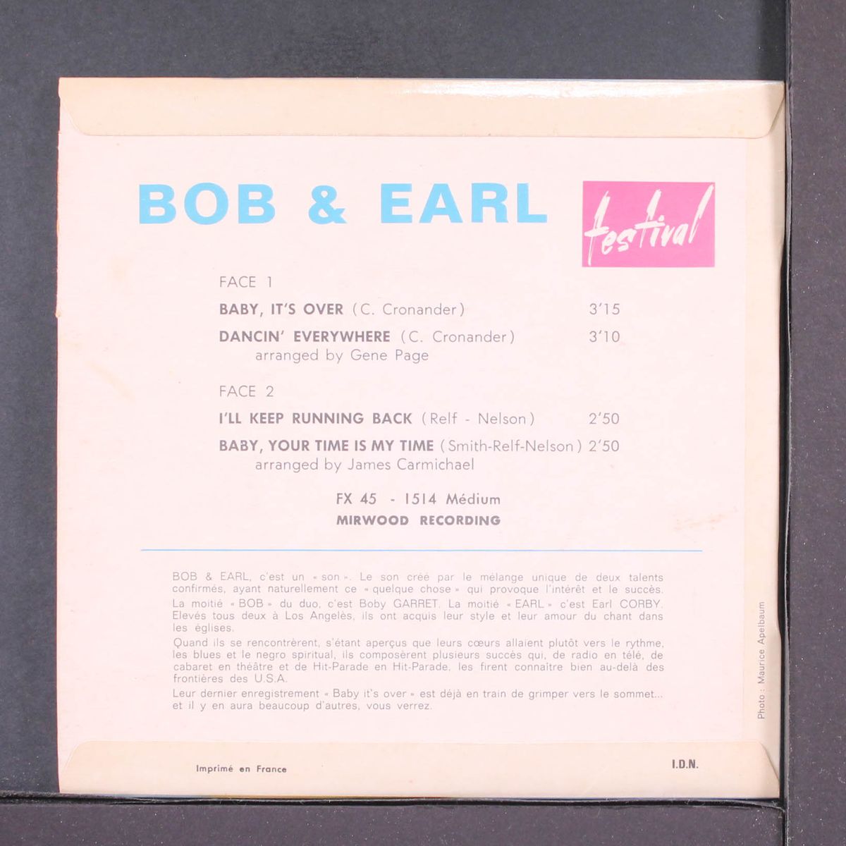 baby it's over by BOB & EARL