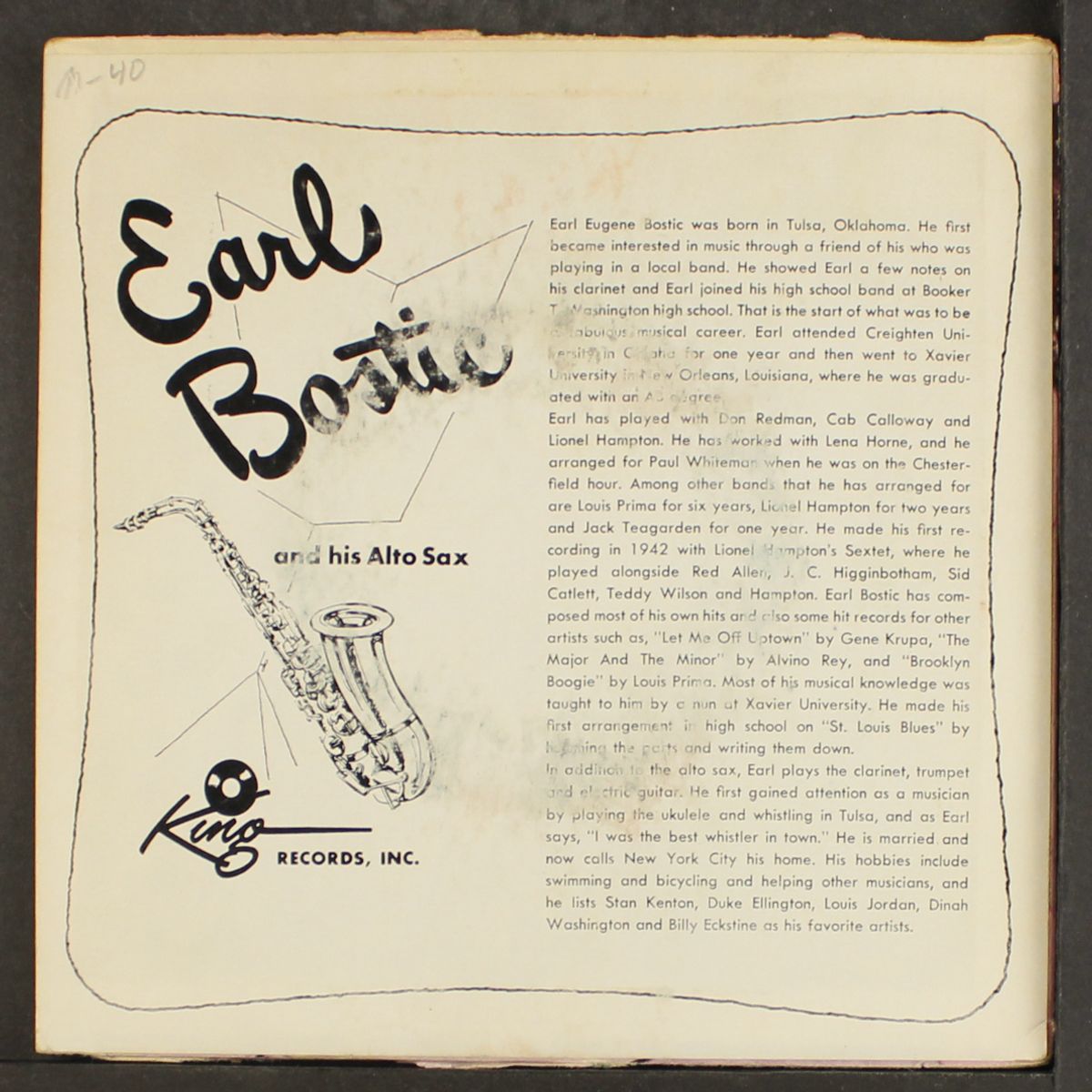 and his alto saxophone, vol. 14 by EARL BOSTIC
