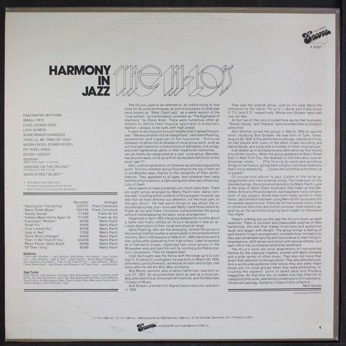 harmony in jazz by HI-LO'S