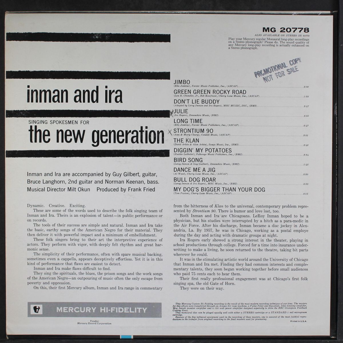 singing spokesmen for the new generation by INMAN & IRA