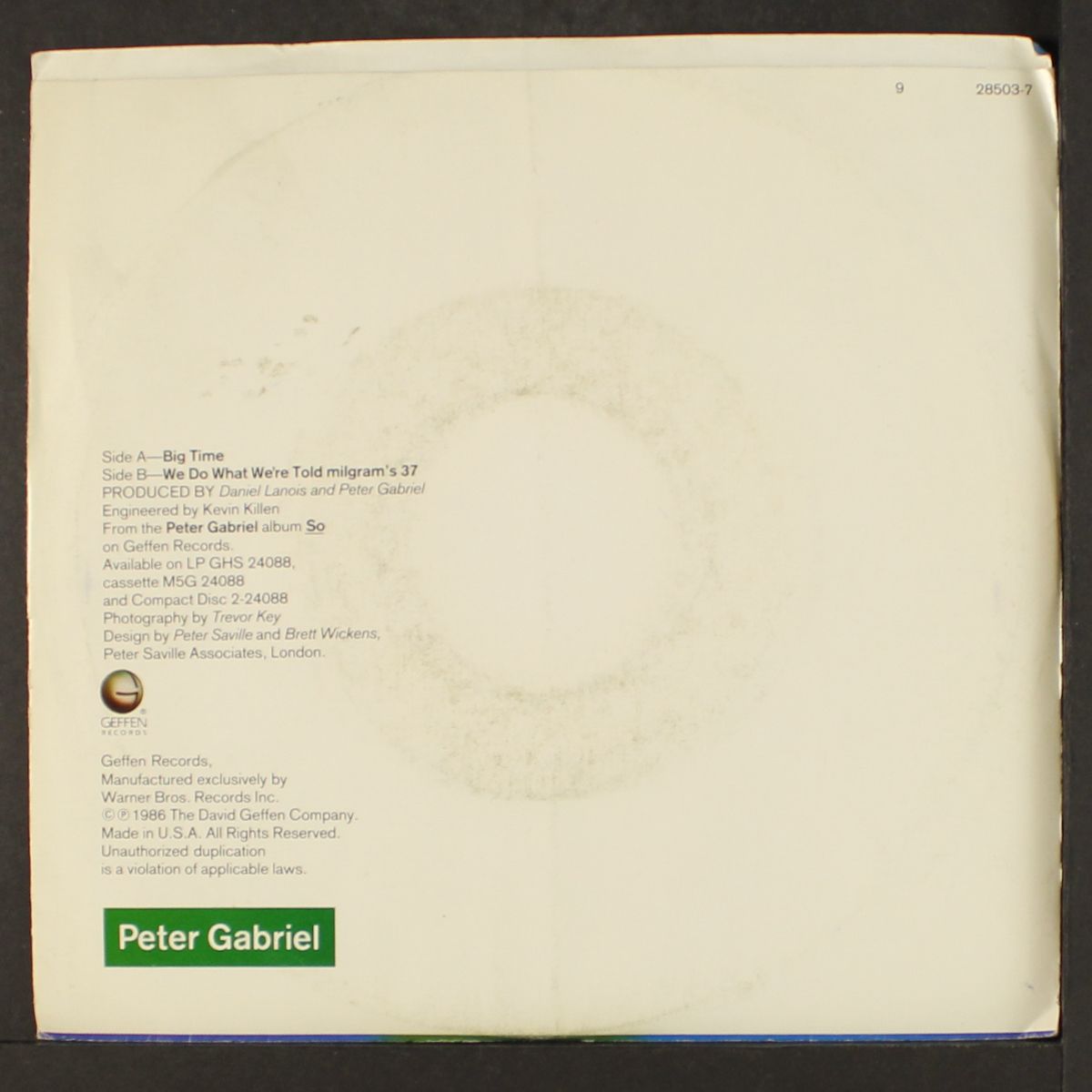 big time / we do what we're told by PETER GABRIEL