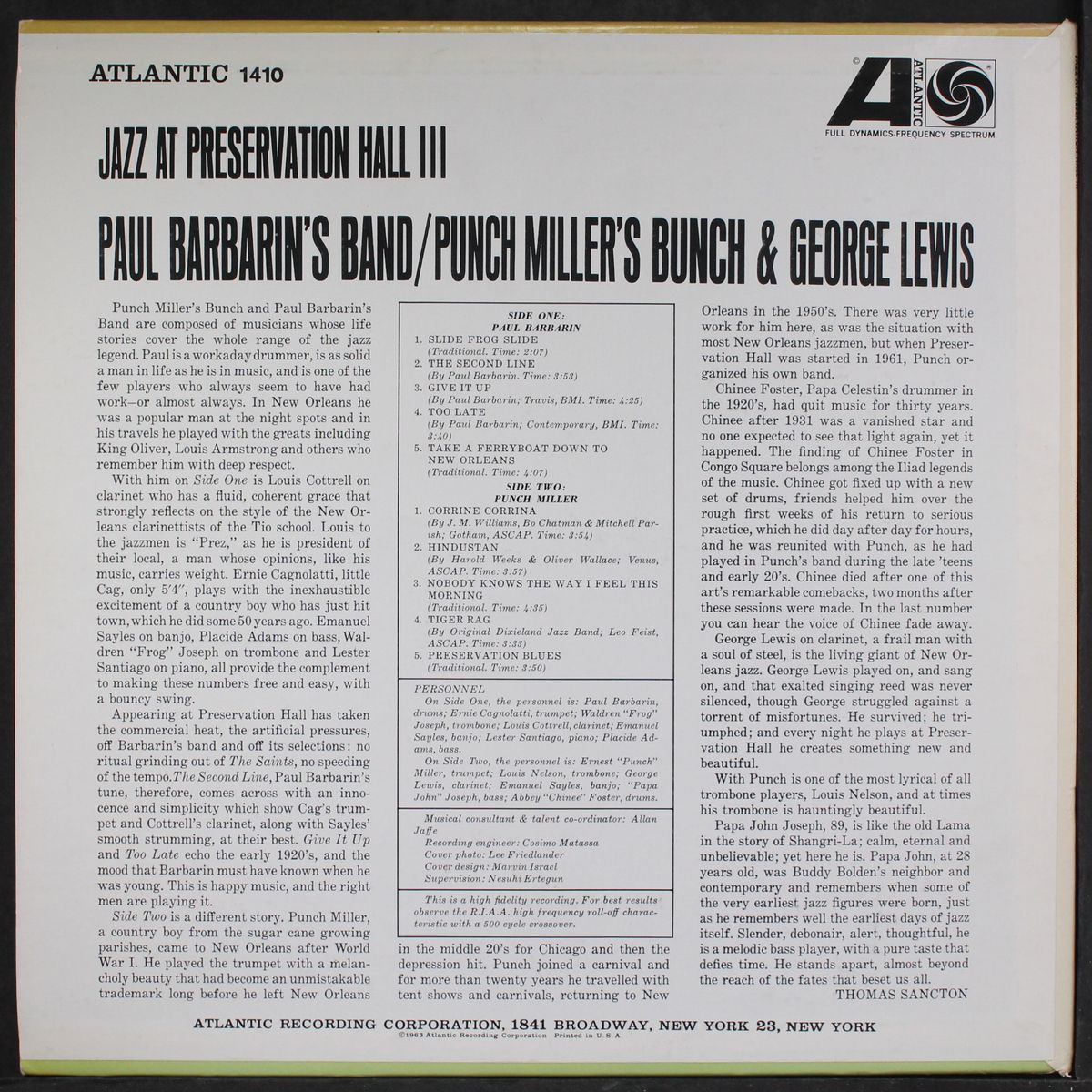 jazz at preservation hall by PAUL BARBARIN / PUNCH MILLER