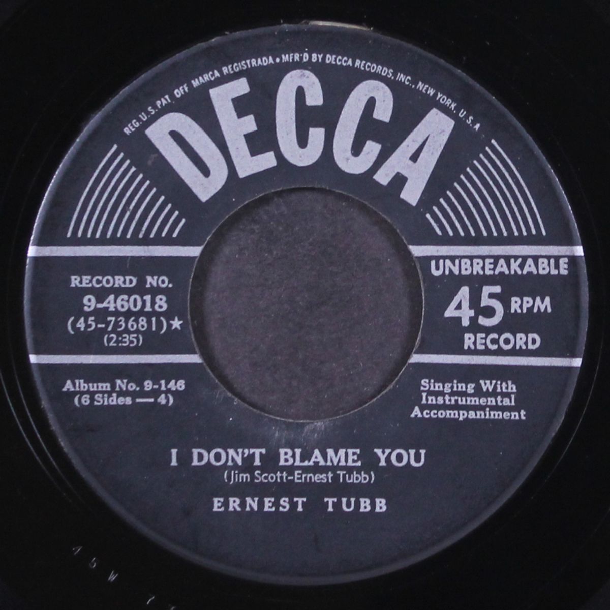 rainbow at midnight / i don't blame you by ERNEST TUBB