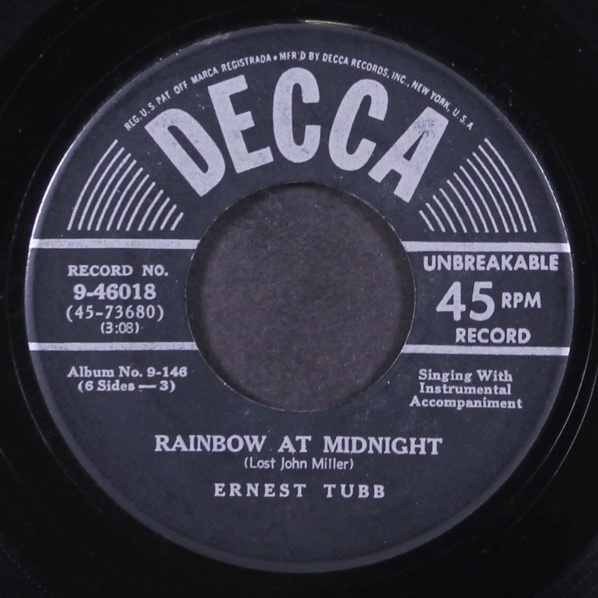 rainbow at midnight / i don't blame you by ERNEST TUBB