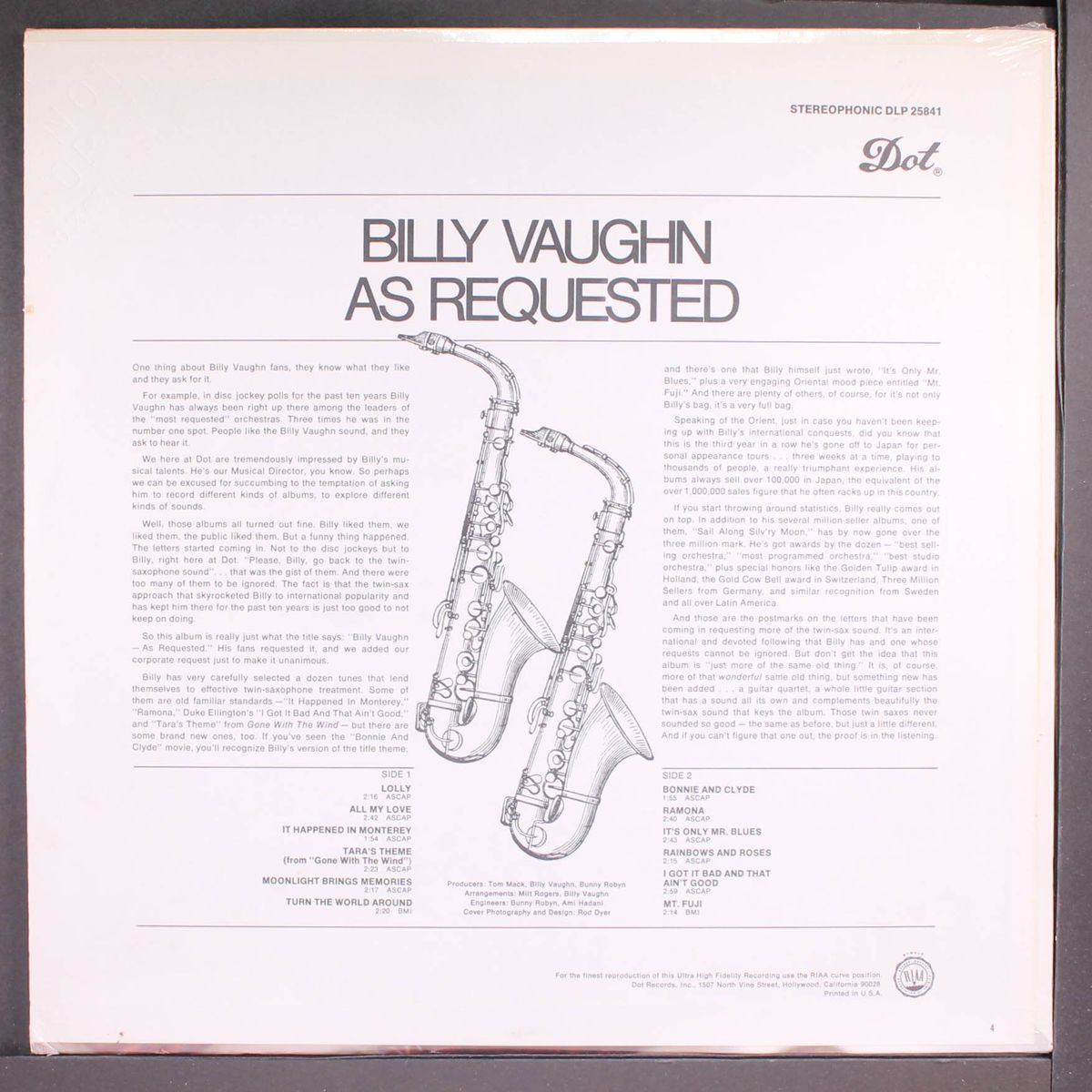 as requested by BILLY VAUGHN