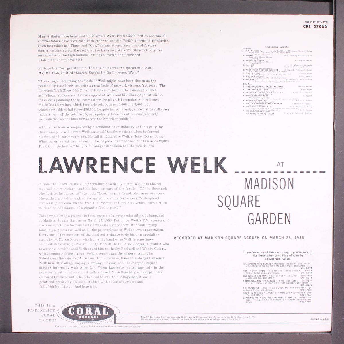 at madison square garden by LAWRENCE WELK