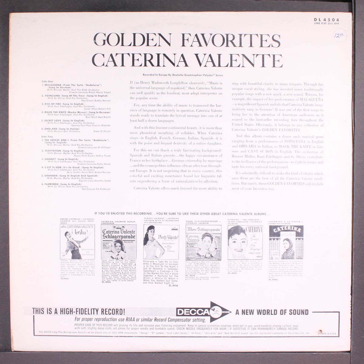 golden favorites by CATERINA VALENTE