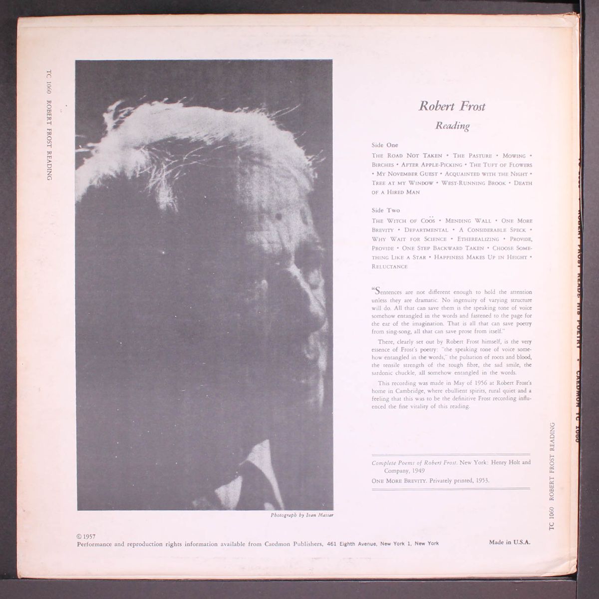 reads his poetry by ROBERT FROST