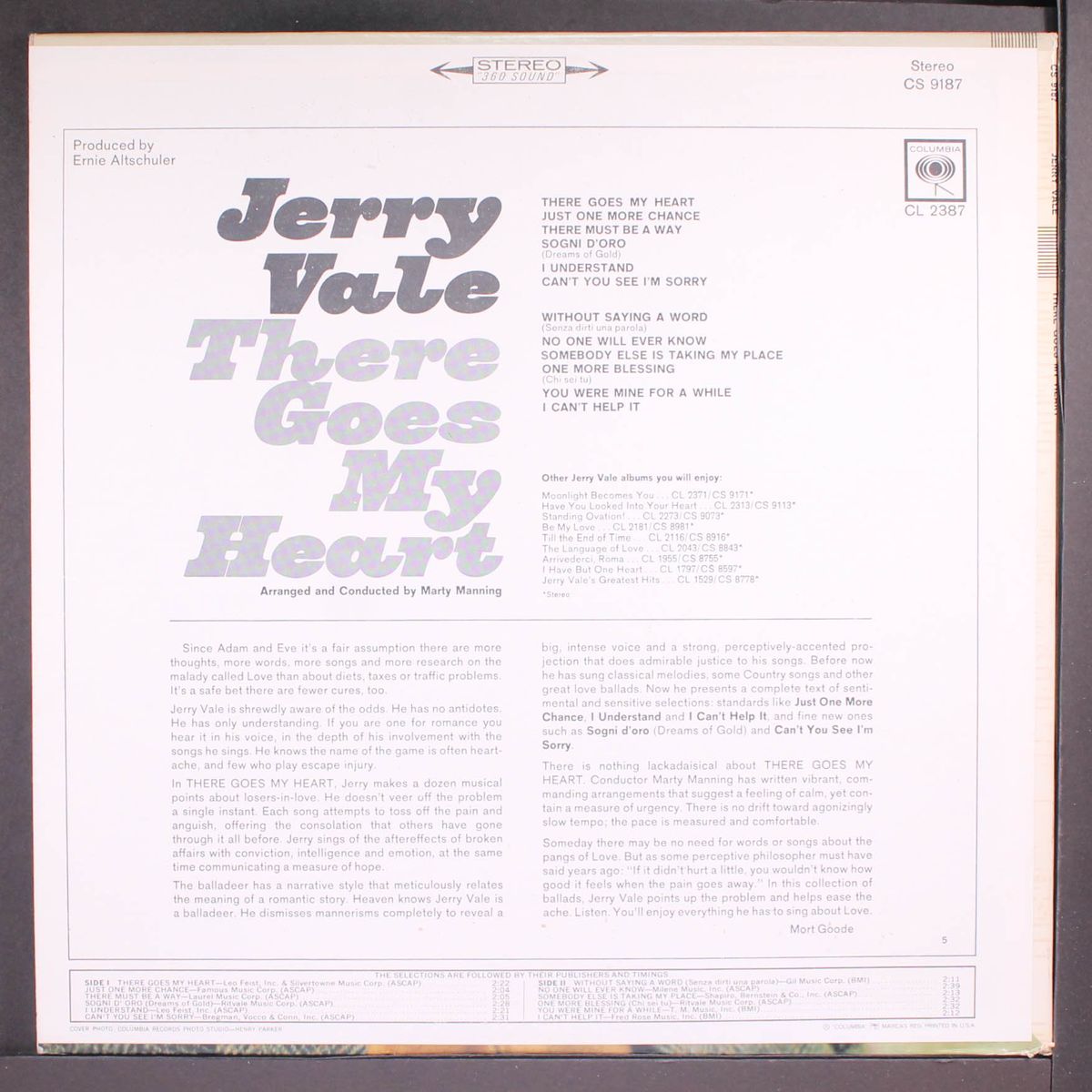 there goes my heart by JERRY VALE