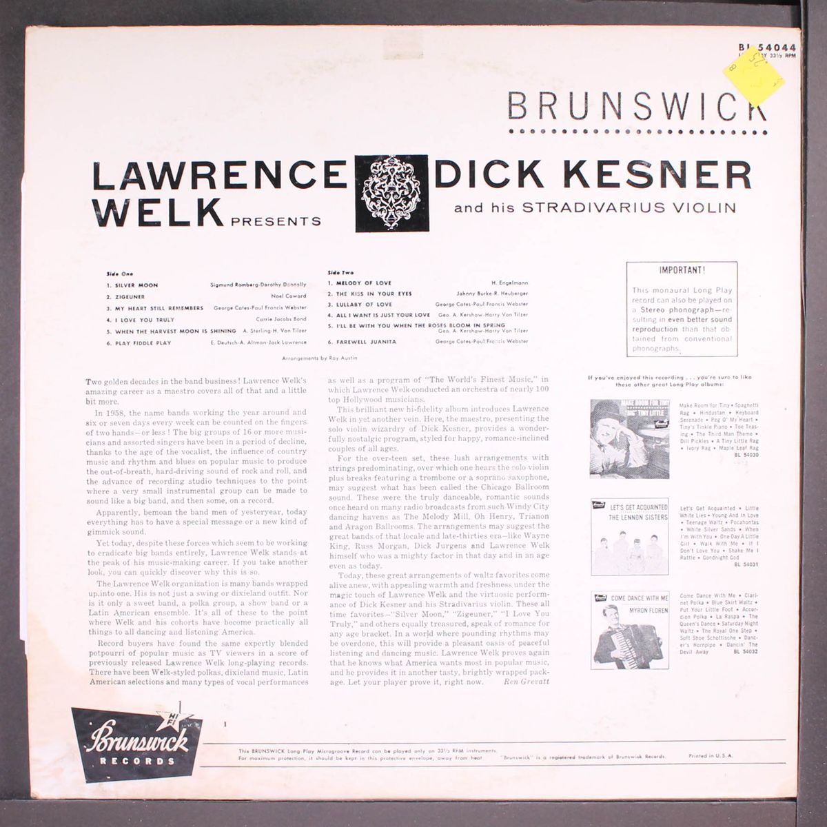 lawrence welk presents by DICK KESNER