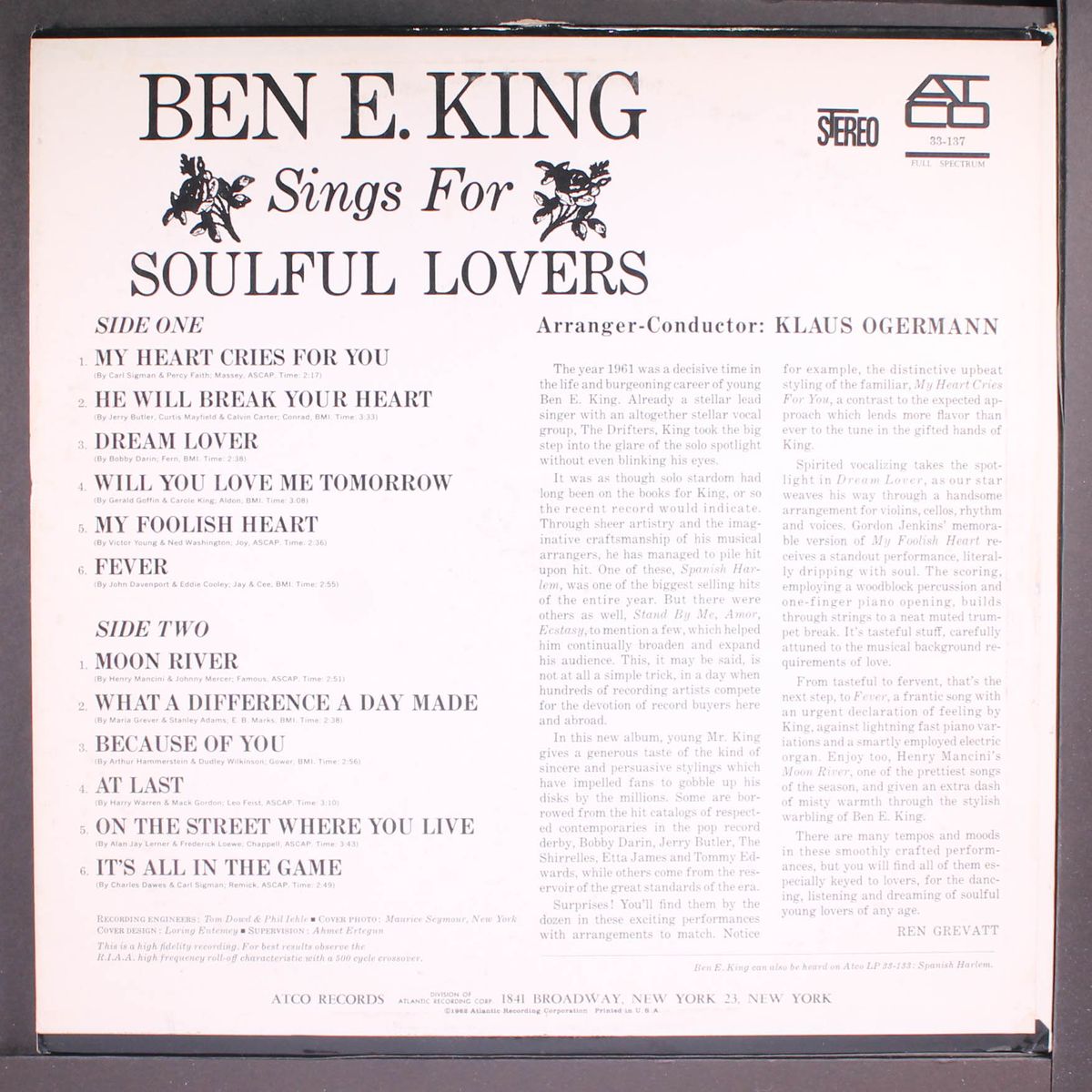 sings for soulful lovers by BEN E. KING
